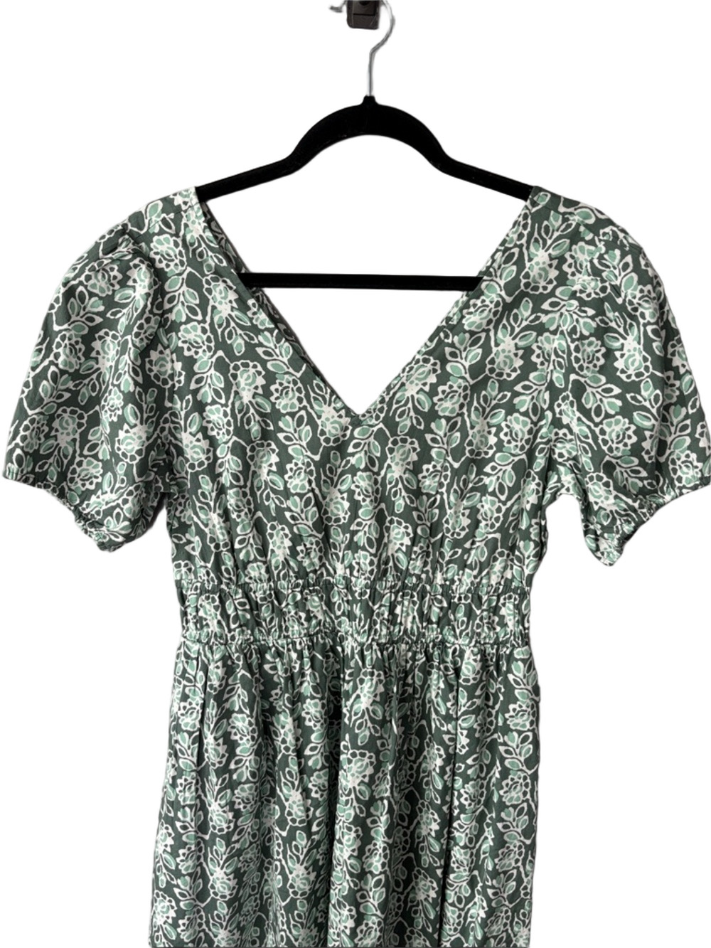 J.Crew Green Floral Midi Dress Size 6 Puff Sleeve Cottagecore Summer Dress NWT - Picture 3 of 10